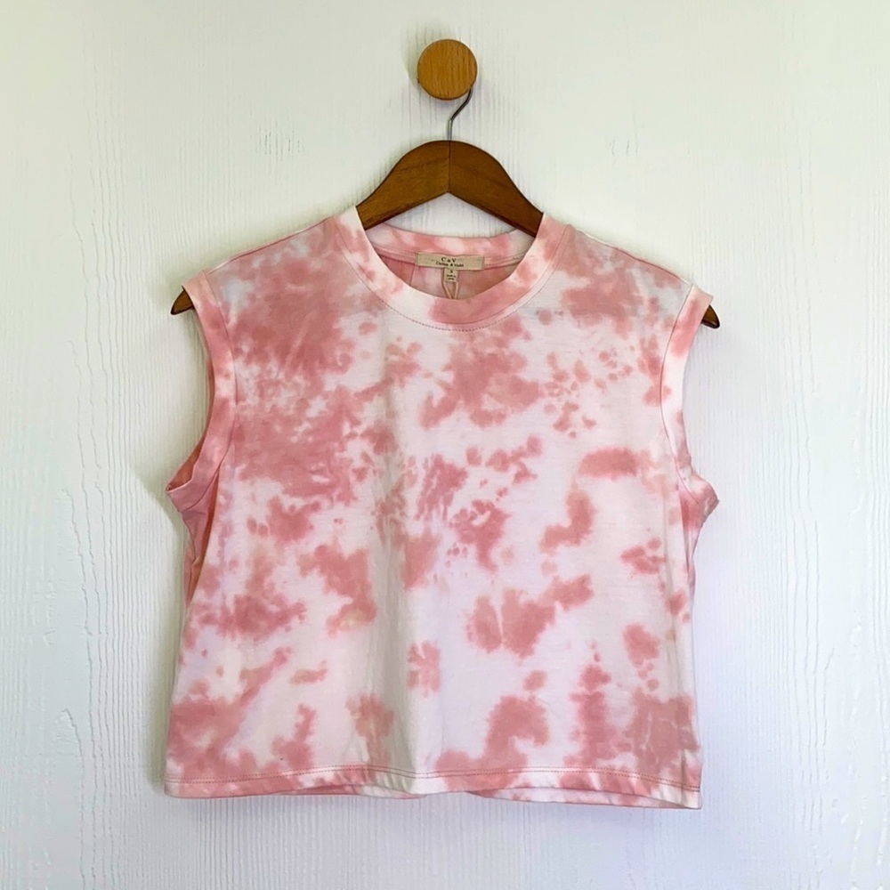 Chelsea & Violet - NWT Tank Pink Tie Dyed Crop Top Size Small